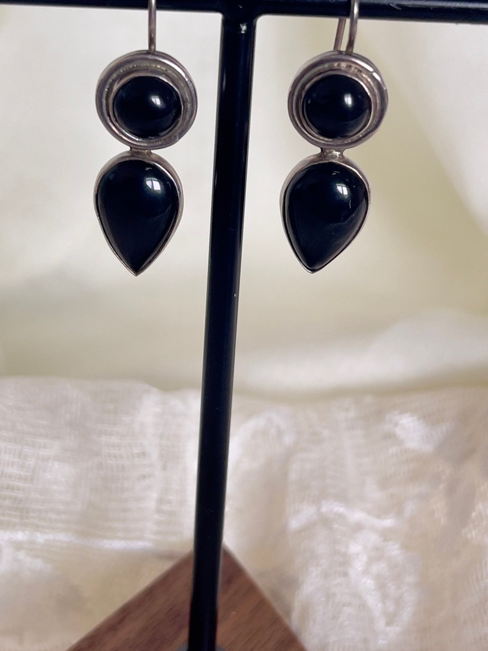 Sterling Silver 925 Black Onyx Teardrop Earrings